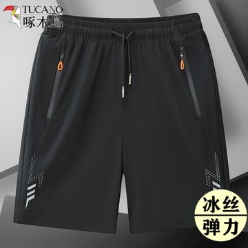啄木鳥短褲男夏季加肥加大冰絲速干五分褲寬松薄款健身運動褲子