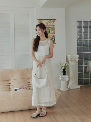 夏日透膚後U綁帶罩衫