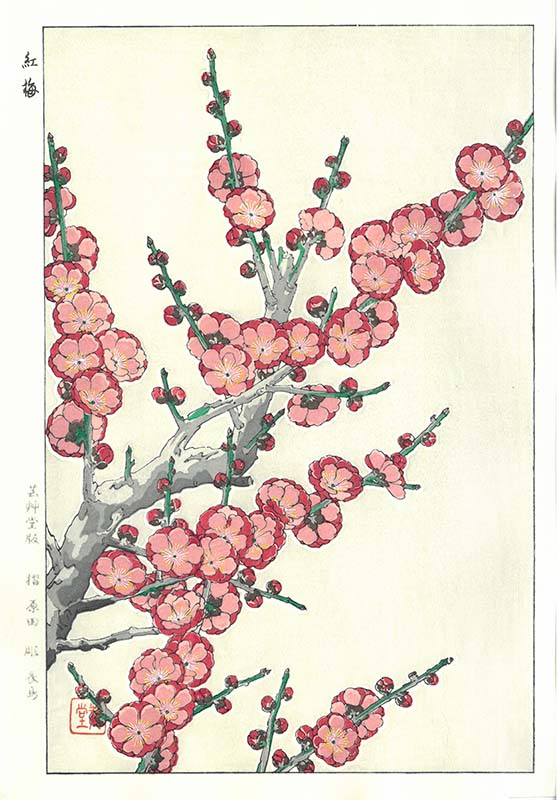 F022 紅梅　花版画 Flower Woodcut ‐Plum‐