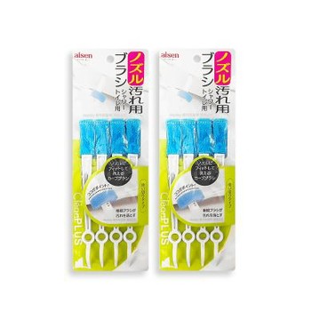 (2袋8入超值組)日本aisen-免治馬桶噴頭專用一次性縫隙除污垢2way清潔刷4入/袋(免治噴嘴孔清洗尖頭刷毛兩用,拋棄式便座間隙刷,座圈隙縫潔廁彎頭家務刷具)