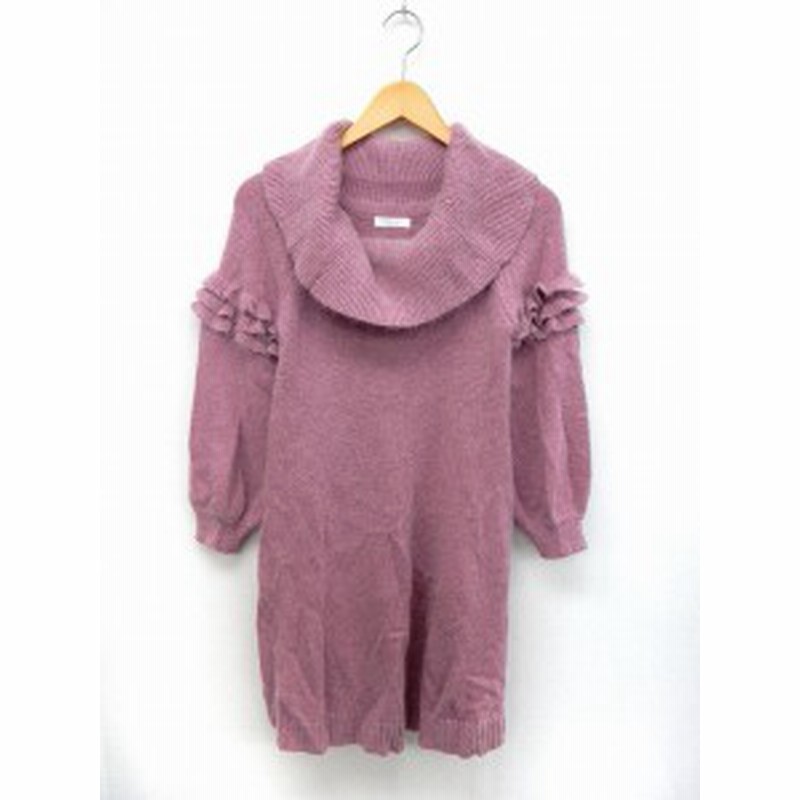 中古 ミーア Miia ワンピース セーター ニット 長袖 タートルネック フリル リブ袖 F ピンク St43 レディース 通販 Lineポイント最大1 0 Get Lineショッピング