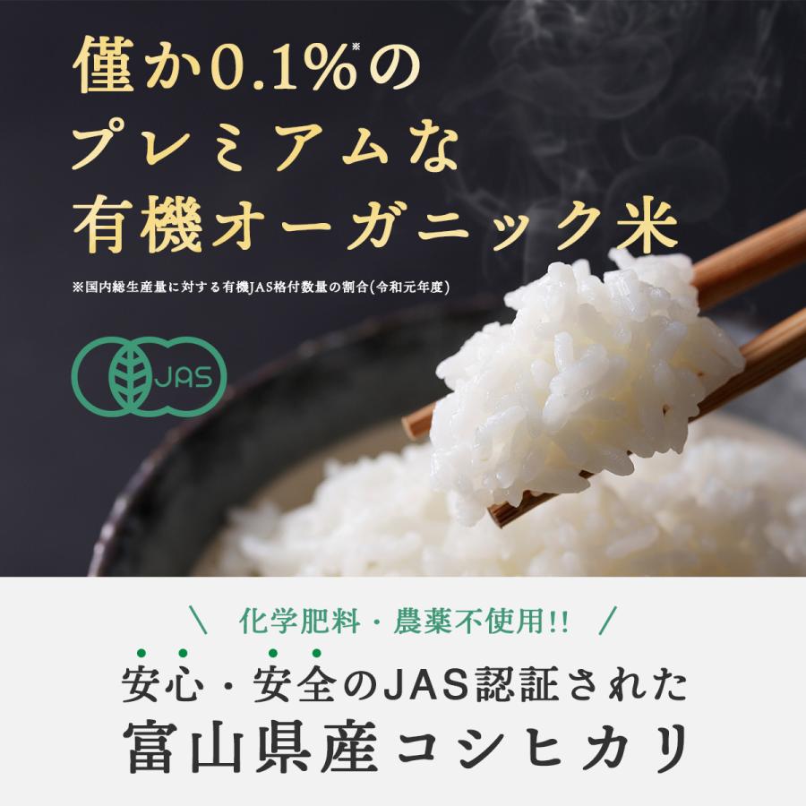 新米 米 無農薬 2kg 2キロ コシヒカリ 有機 富山 真空パック 長期保存 チャック付き 送料無料