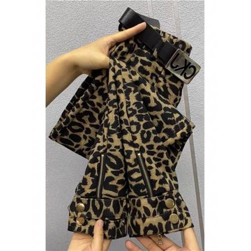 豹紋褲子女秋冬老爹褲2025歐貨蘿卜褲休閑加厚磨毛哈倫馬丁靴褲子