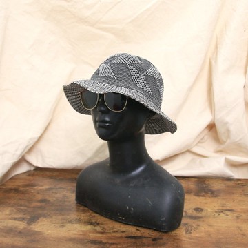 Back to Green::編織漁夫帽  黑白不規則色塊 d-57//vintage hat