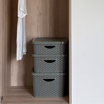 多件優惠-編織收納盒 整理盒 無印風 台灣製 M號 長方中 附蓋