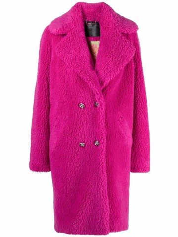 Philipp Plein - double-breasted long coat - women - Recycled Polyester/Polyester - L - Pink