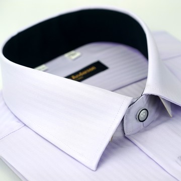 【金安德森】淺紫黑繞領特殊釦吸排窄版襯衫-長袖