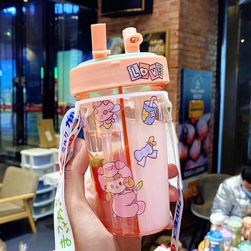 高顏值網紅雙飲杯帶吸管可愛少女學生水杯子兩用便攜顏值超高夏日