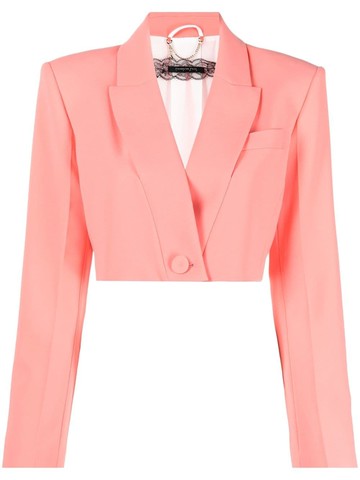 Patrizia Pepe - peak-lapel cropped blazer - women - Spandex/Elastane/Polyester/Polyester - 38 - Pink