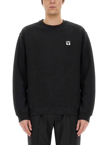 valentino cotton crewneck sweatshirt with "chez valentino" patch