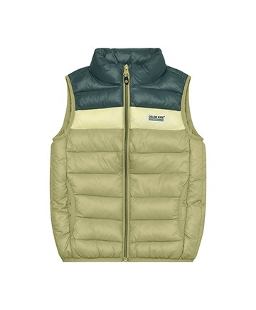 黃綠拼接無袖輕量鋪棉背心104cm