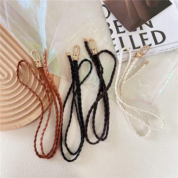 編織細腰帶女免褲帶簡約百搭復古配連衣裙裝飾小皮帶春秋打孔收腰