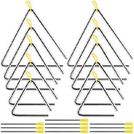 ZEONHAK 10 Pack Sizes Musical Steel Triangle Percussion Instrument with Striker, Triangle Music Instrument, Triangle Hand Percussion Instrument for