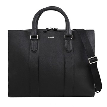BALLY 6307854 DAYRE 改版款燙銀LOGO防刮皮革兩用公事包.黑