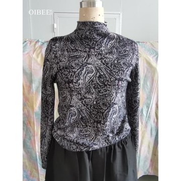 OIBEE羊毛衫女2025秋冬新品印花套頭緊身針織長袖保暖打底衫毛衣