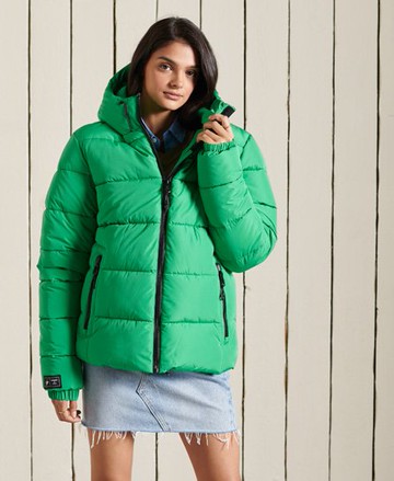 Superdry Women's Women's Oversized Hooded Sports Puffer Jacket Green / Oregon Green - Size: L