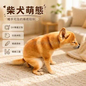 台灣出貨 嗯嗯柴犬抱枕 15cm40cm60cm尺寸 抽象蹲姿閉眼設計 絨毛填充玩偶 居家辦公桌面擺件 客廳沙發靠墊