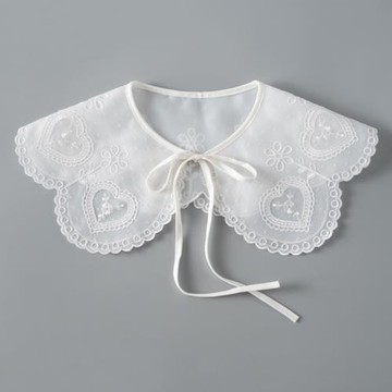 雙層歐根紗繡花假領子減齡娃娃領裝飾領外搭毛衣領小披肩韓版百搭