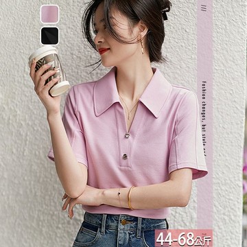 翻領單色雙釦飾壓褶明線正肩上衣(2色) M-2XL【693492X】【現+預】☆流行前線☆