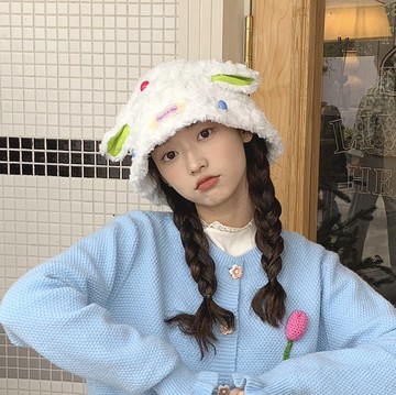 彩虹豆 羊咩咩帽 保暖毛絨帽