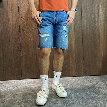 美國百分百【全新真品】Hollister Co. 牛仔短褲 HCO 丹寧 刷色 牛仔褲 褲子 破壞 破褲 CA17