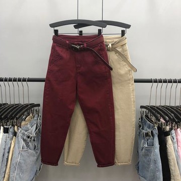 歐洲站2025春季新款百搭高腰安哥拉紅蘿卜牛仔褲女寬松顯瘦哈倫褲