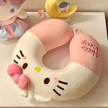 臺灣現/🎀旅行枕 U型枕 護頸同款可拆洗kt貓u型枕可愛少女心護頸護脖子旅行便攜助眠睡枕