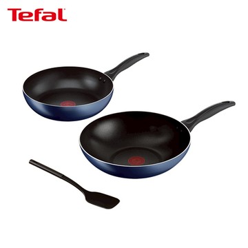【法國特福Tefal】極巧系列不沾鍋3件組 (28cm炒鍋+26cm深平底鍋+鍋鏟)