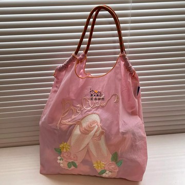 免運 附發票 購物袋 購物包 日本ball chain環保袋刺繡購物袋小眾百搭新款旅行輕便手提單肩包