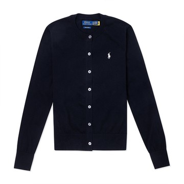 Polo Ralph Lauren RL 熱銷圓領刺繡小馬針織開襟外套(女)-黑色