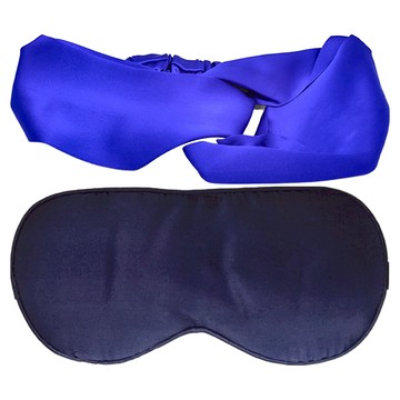 BIOAM 佰歐安 天然蠶絲 舒眠眼罩 + 蠶絲髮帶 Set 可調節頭帶  大尺寸  深藍色 + 藍色