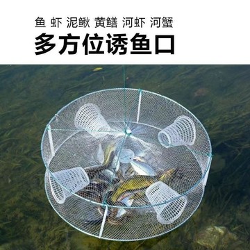 ⚡️臺灣出貨⚡️4孔白色小號魚蝦籠魚 網蝦籠 捕魚籠神器 螃蟹籠 自動折疊 抓黃鱔籠 捕蝦網工具 漁具 捉龍蝦網 漁網