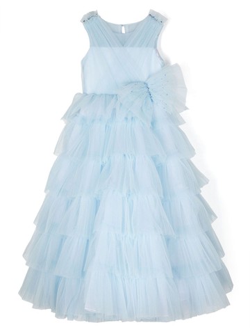 MARCHESA KIDS COUTURE - sleeveless tiered-tulle dress - kids - Acetate/Cotton/Polyamide/Viscose/Polyester - 10 yrs - Blue