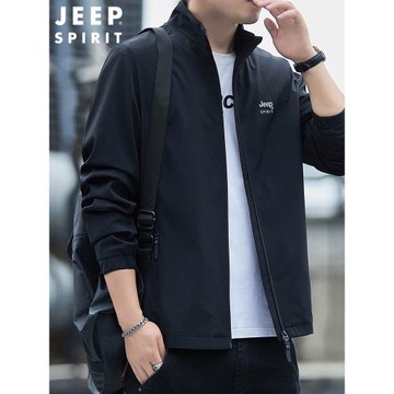 JEEP吉普夾克男春秋款立領簡約商務休閑外套青年秋冬男士上衣2023