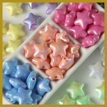 奶油星星五角星車掛珠子 亞克力串珠散珠 diy手鏈項鏈飾品配件 串珠 串珠材料 串珠材料包 珠珠材料
