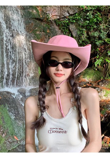 戶外登山帽女可收納盆帽夏季防紫外線遮陽帽騎車防曬帽大檐漁夫帽