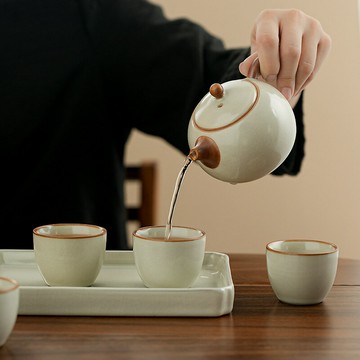 高檔汝窯功夫茶具套裝家用客廳陶瓷泡茶壺單壺一壺兩杯便攜小套裝
