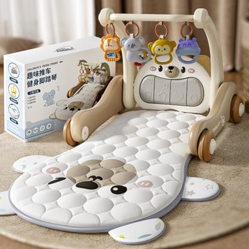 跨境嬰幼兒寶寶腳踏鋼琴多功能健身架音樂玩具二合一學步車手推車