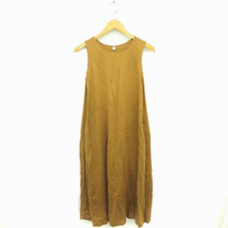 中古 ユニクロ Uniqlo ワンピース ロング プルオーバー 薄手 丸首 無地 綿 コットン ノースリーブ S 茶 ブラウン 通販 Lineポイント最大1 0 Get Lineショッピング