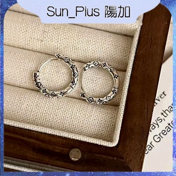 Sun_Plus 台灣現貨 槿妍03 圖案鍍銀耳扣 鍍銀耳環 女小眾高級感耳環冷淡風耳圈簡約耳環銀耳飾 耳扣