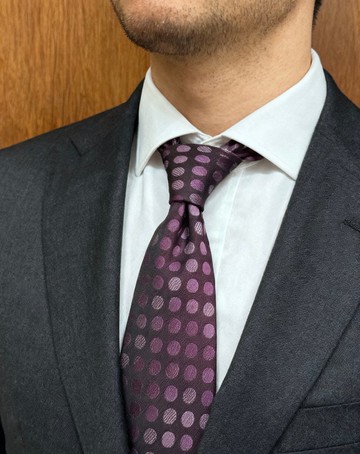 紫紅色波點真絲領帶商務搭配禮盒裝
