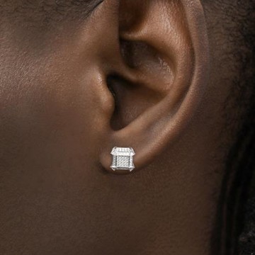 GRGR silver ice square earring s925純銀滿鉆方形耳釘男女嘻哈