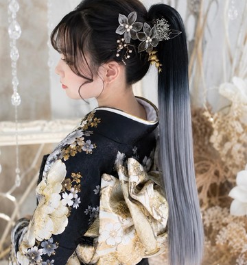 黑銀灰 漸層髮片 長髮片 髮飾 頭飾