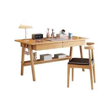 【HappyLife】簡約八字腳書桌 雙抽屜 120公分 Y12325原木