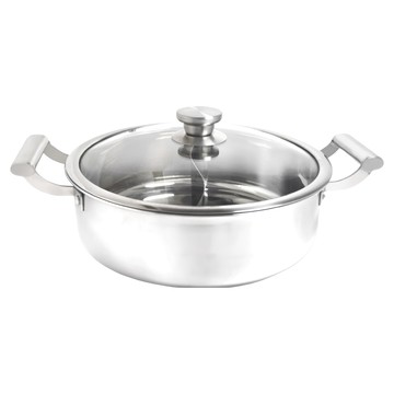 Mother Goose 鵝媽媽 MG-316不鏽鋼鴛鴦火鍋 28cm 超厚實  銀色  1個