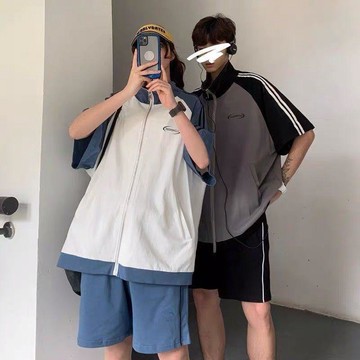 🎇夏季爆款🎇 情侶裝夏裝短袖t恤男女韓版ins超火的學生運動套裝休閒兩件套班服