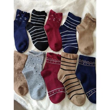 青島外貿出口女士襪子加厚羊絨襪松口襪老人襪短襪保暖柔軟彈性好