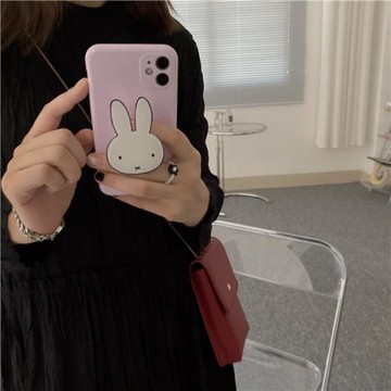 自制ins小兔子支架+少女紫粉適用蘋果16promax手機軟殼ip12/15pro全包IMD