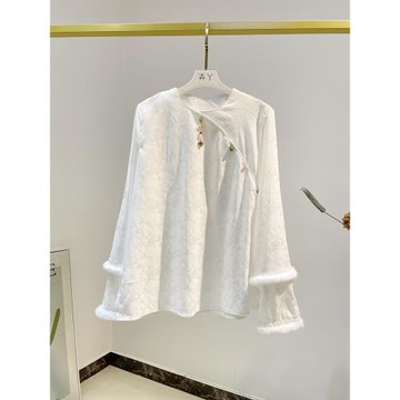 新中式國風漂亮小衫白色盤扣打底衫女內搭上衣襯衫女春季2025新款