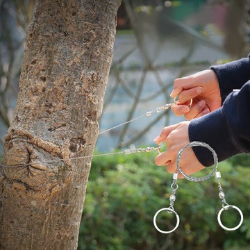 360度旋轉鋼絲鋸繩線 線鋸 鏈鋸 野外求生 露營 鋸木頭 隨身鋸 鋸繩 求生線鋸【FF030】99750走走去旅行